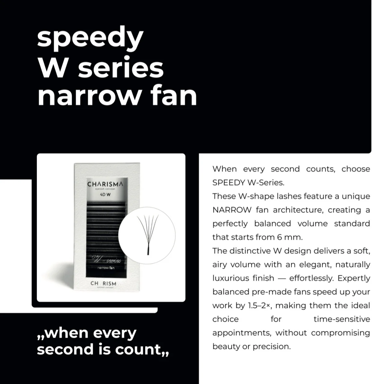 SPEEDY W-series narrow fan Pre-made fekete műszempilla